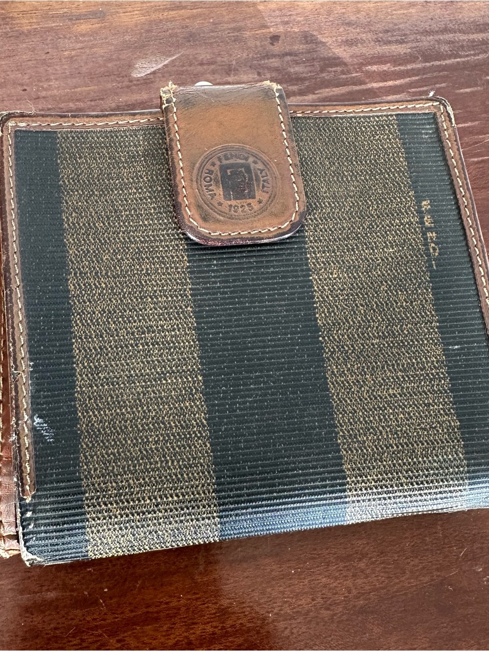 Fendi Brown and Black Striped Wallet